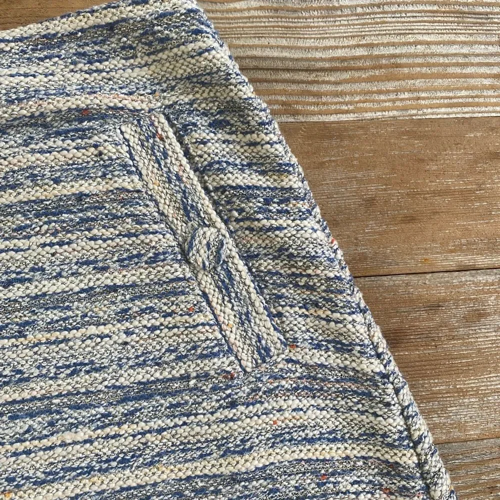 Loft Women Skirts Loft Blue Cream Tweed Boucle Flippy Swing Pocket Skirt Pull On